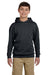 Jerzees 996Y/996YR Youth NuBlend Pill Resistant Fleece Hooded Sweatshirt Hoodie w/ Pouch Pocket Charcoal Grey Model Front