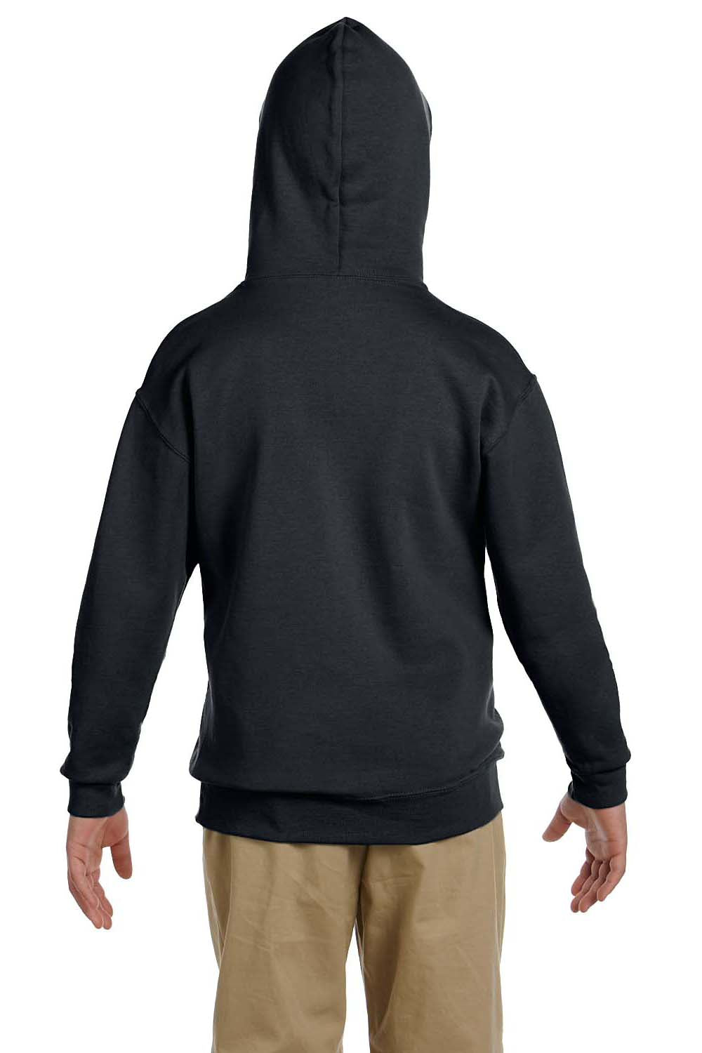 Jerzees 996Y/996YR Youth NuBlend Pill Resistant Fleece Hooded Sweatshirt Hoodie w/ Pouch Pocket Charcoal Grey Model Back