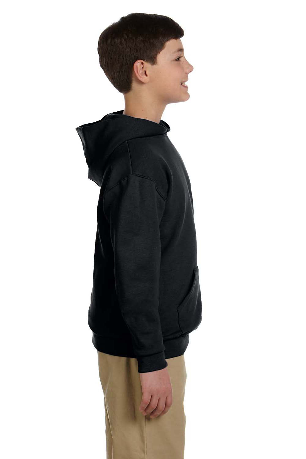 Jerzees 996Y/996YR Youth NuBlend Pill Resistant Fleece Hooded Sweatshirt Hoodie w/ Pouch Pocket Black Model Side