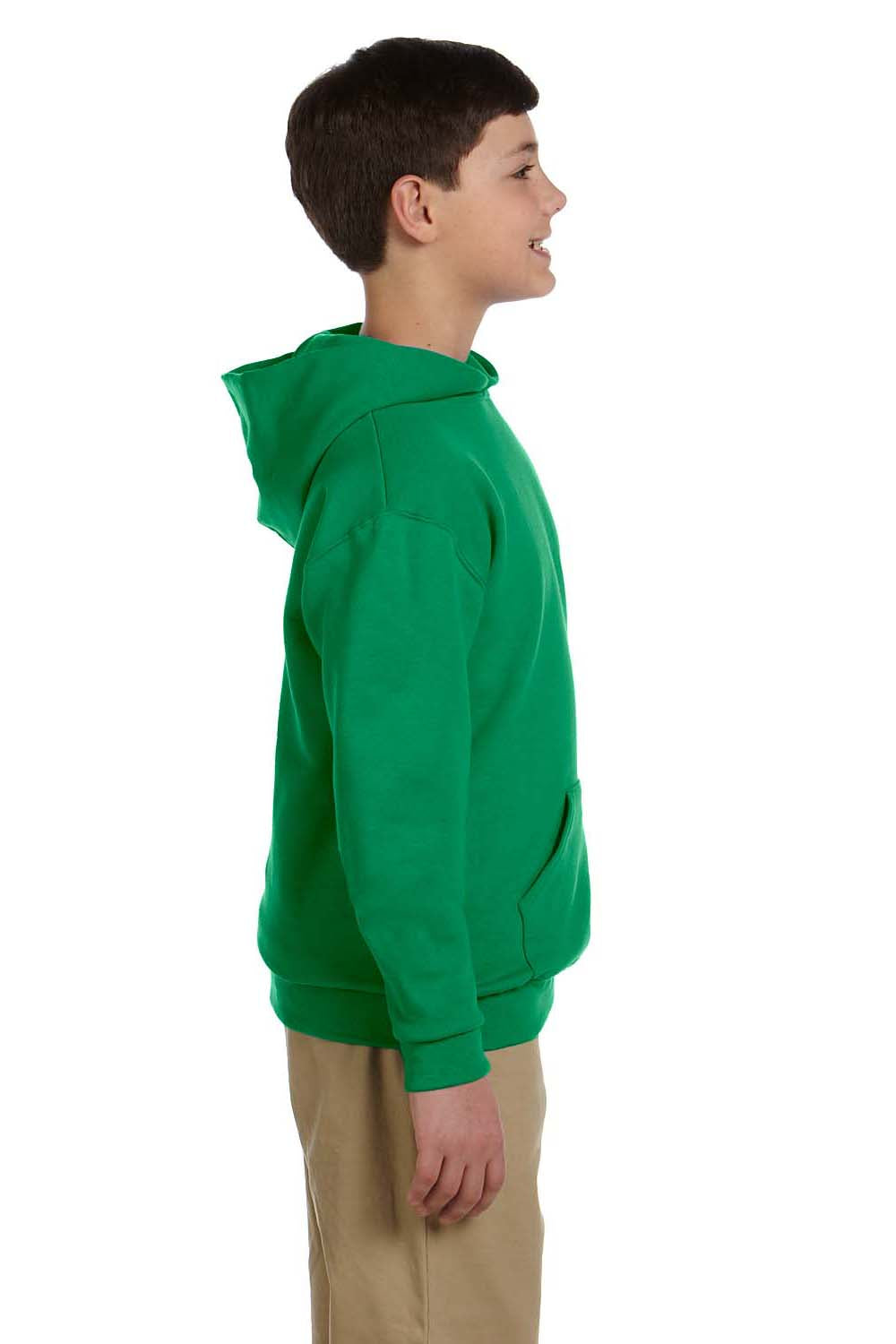 Jerzees 996Y/996YR Youth NuBlend Pill Resistant Fleece Hooded Sweatshirt Hoodie w/ Pouch Pocket Kelly Green Model Side