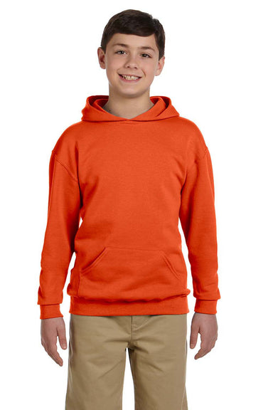 Jerzees 996Y/996YR Youth NuBlend Pill Resistant Fleece Hooded Sweatshirt Hoodie w/ Pouch Pocket Burnt Orange Model Front