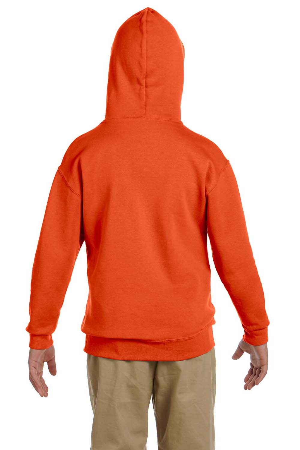 Jerzees 996Y/996YR Youth NuBlend Pill Resistant Fleece Hooded Sweatshirt Hoodie w/ Pouch Pocket Burnt Orange Model Back