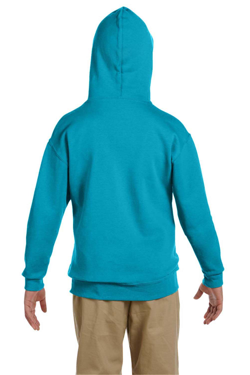 Jerzees 996Y/996YR Youth NuBlend Pill Resistant Fleece Hooded Sweatshirt Hoodie w/ Pouch Pocket California Blue Model Back