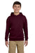 Jerzees 996Y/996YR Youth NuBlend Pill Resistant Fleece Hooded Sweatshirt Hoodie w/ Pouch Pocket Maroon Model Front