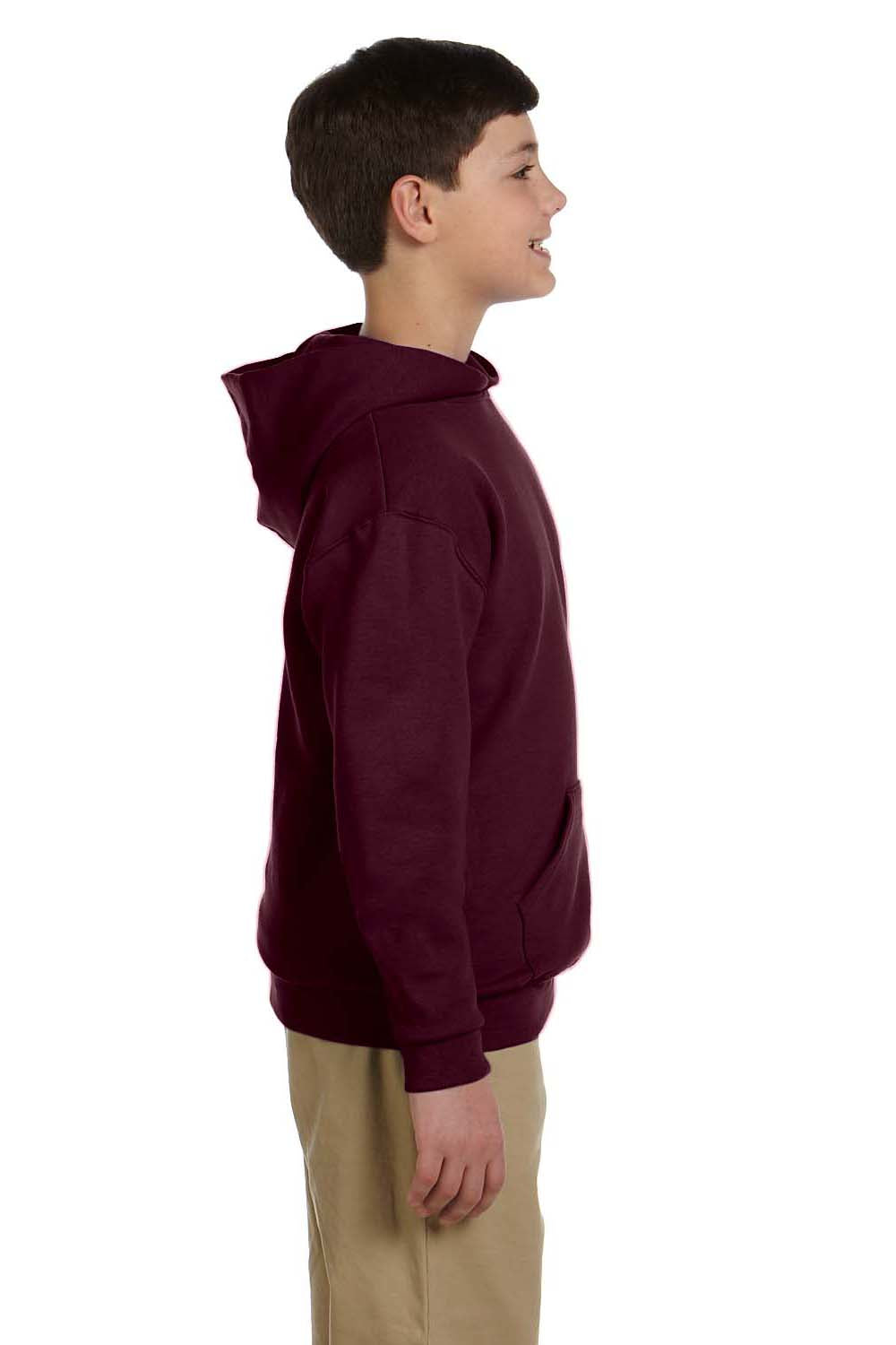 Jerzees 996Y/996YR Youth NuBlend Pill Resistant Fleece Hooded Sweatshirt Hoodie w/ Pouch Pocket Maroon Model Side