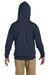 Jerzees 996Y/996YR Youth NuBlend Pill Resistant Fleece Hooded Sweatshirt Hoodie w/ Pouch Pocket Vintage Heather Navy Blue Model Back