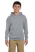 Jerzees 996Y/996YR Youth NuBlend Pill Resistant Fleece Hooded Sweatshirt Hoodie w/ Pouch Pocket Heather Grey Model Front