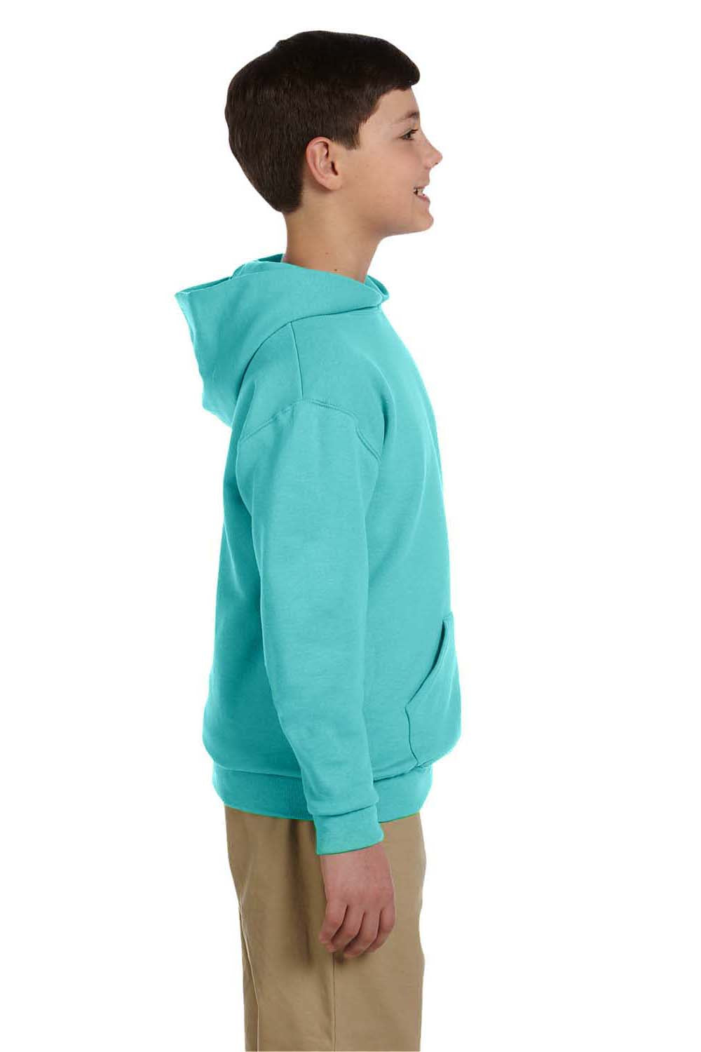 Jerzees 996Y/996YR Youth NuBlend Pill Resistant Fleece Hooded Sweatshirt Hoodie w/ Pouch Pocket Scuba Blue Model Side