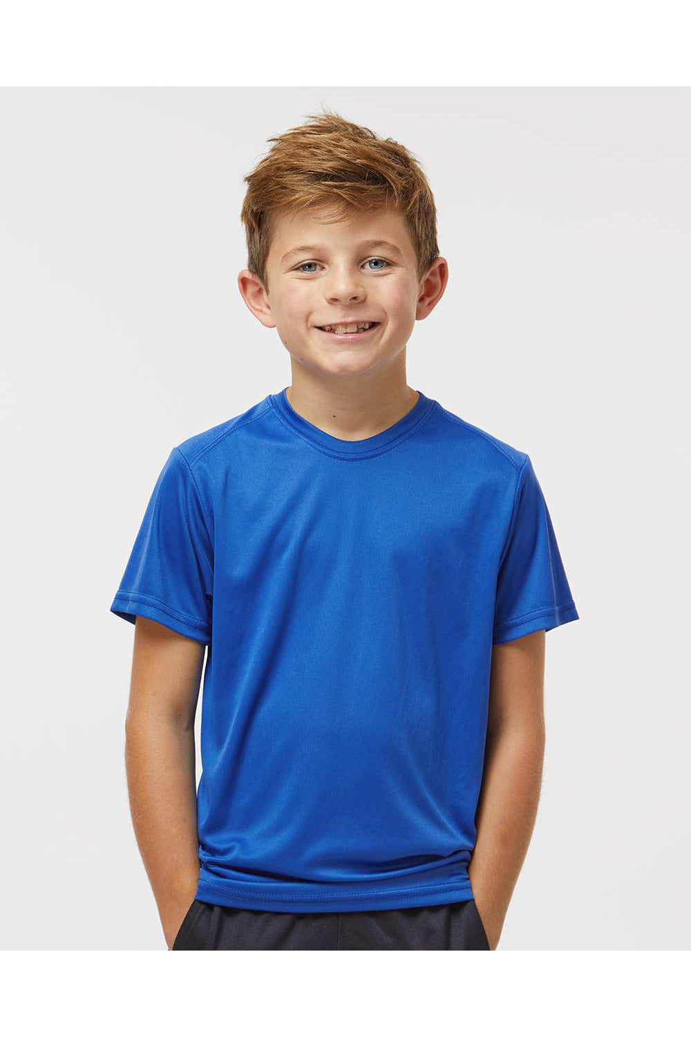 Paragon 208Y Youth Islander Performance Short Sleeve Crewneck T-Shirt Royal Blue Model Front