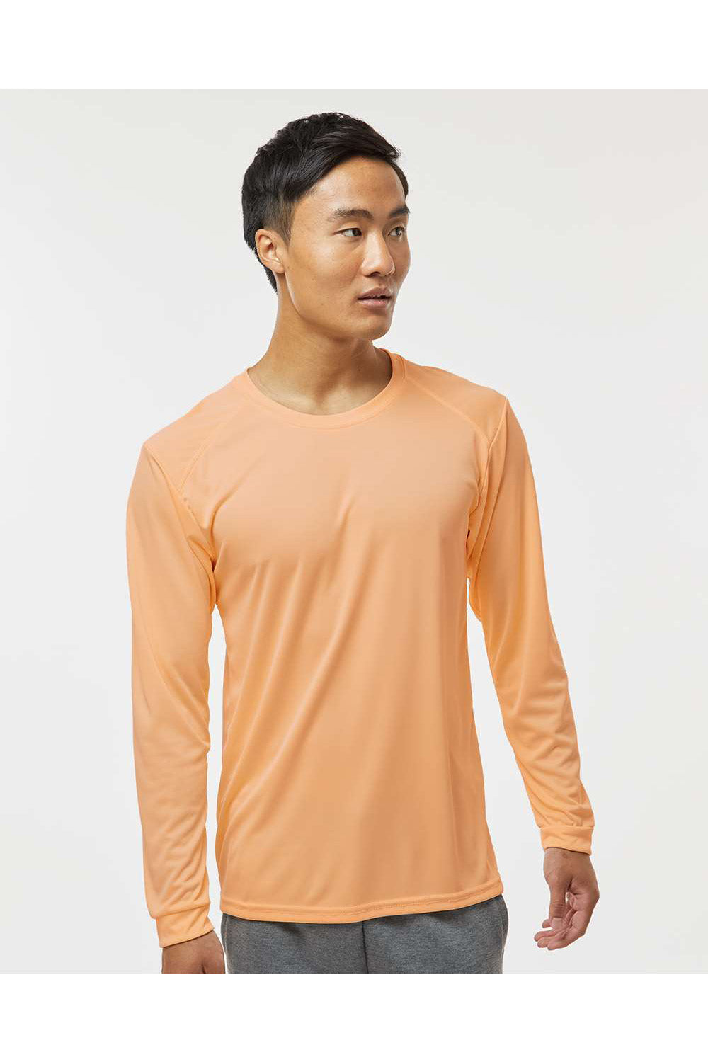 Paragon 210 Mens Islander Performance Long Sleeve Crewneck T-Shirt Coral Model Front