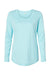 Paragon 214 Womens Islander Performance Long Sleeve Scoop Neck T-Shirt Aqua Blue Flat Front