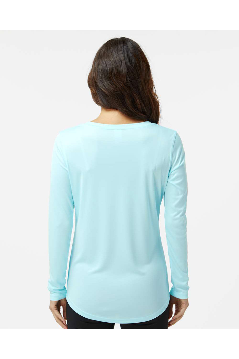 Paragon 214 Womens Islander Performance Long Sleeve Scoop Neck T-Shirt Aqua Blue Model Back