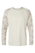 Paragon 216 Mens Cayman Performance Camo Colorblocked Long Sleeve Crewneck T-Shirt Sand Flat Front