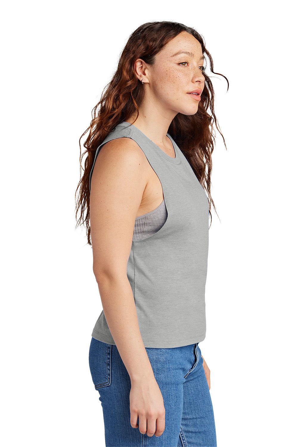 Allmade AL2020 Womens Muscle Tank Top Aluminum Grey Model Side