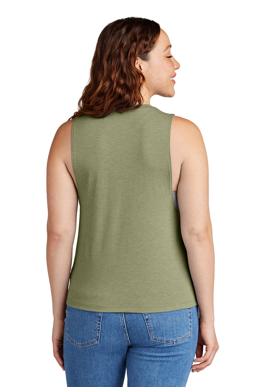 Allmade AL2020 Womens Muscle Tank Top Olive You Green Model Side