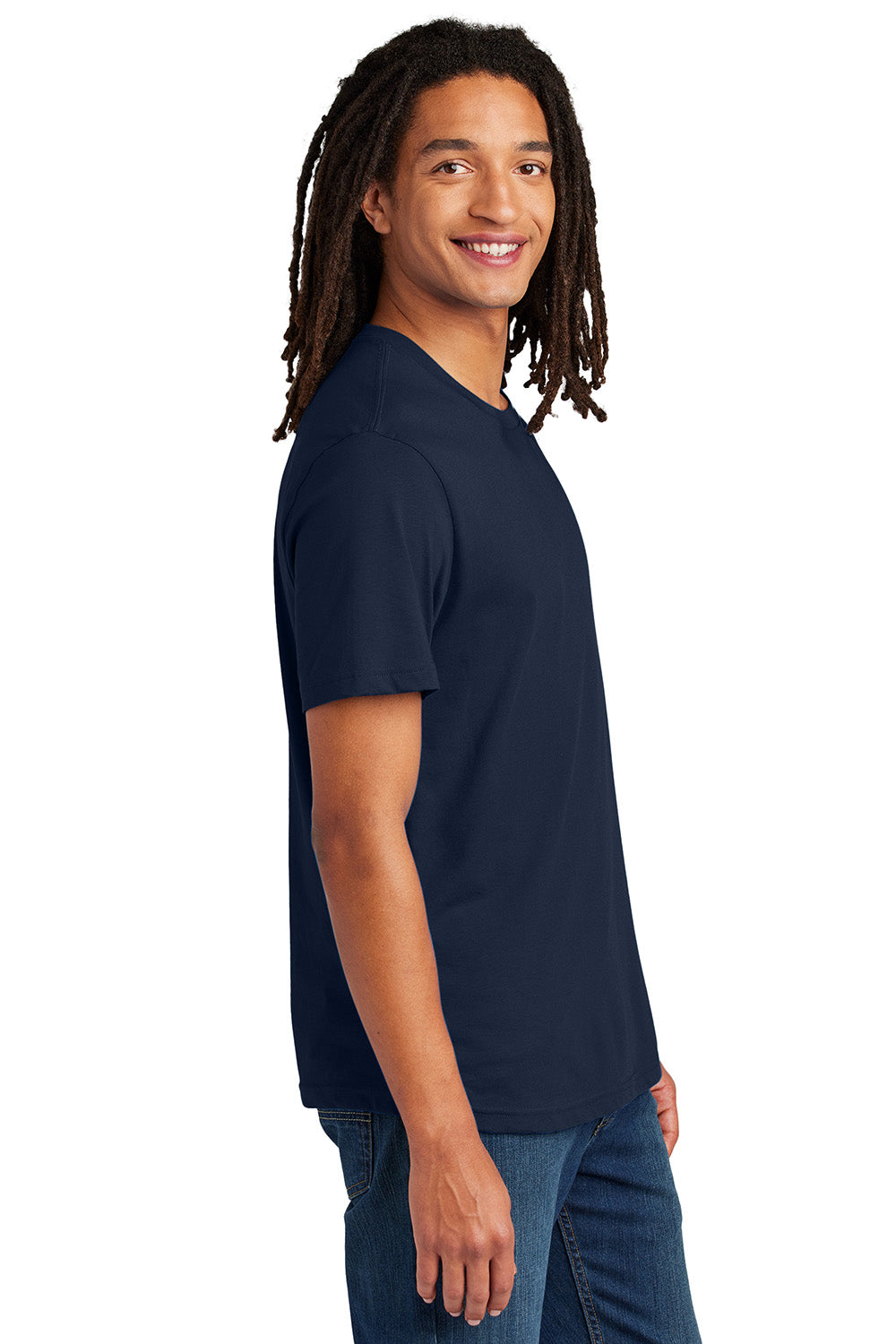 Allmade AL3000 Mens Recycled Short Sleeve Crewneck T-Shirt Night Sky Navy Blue Model Side