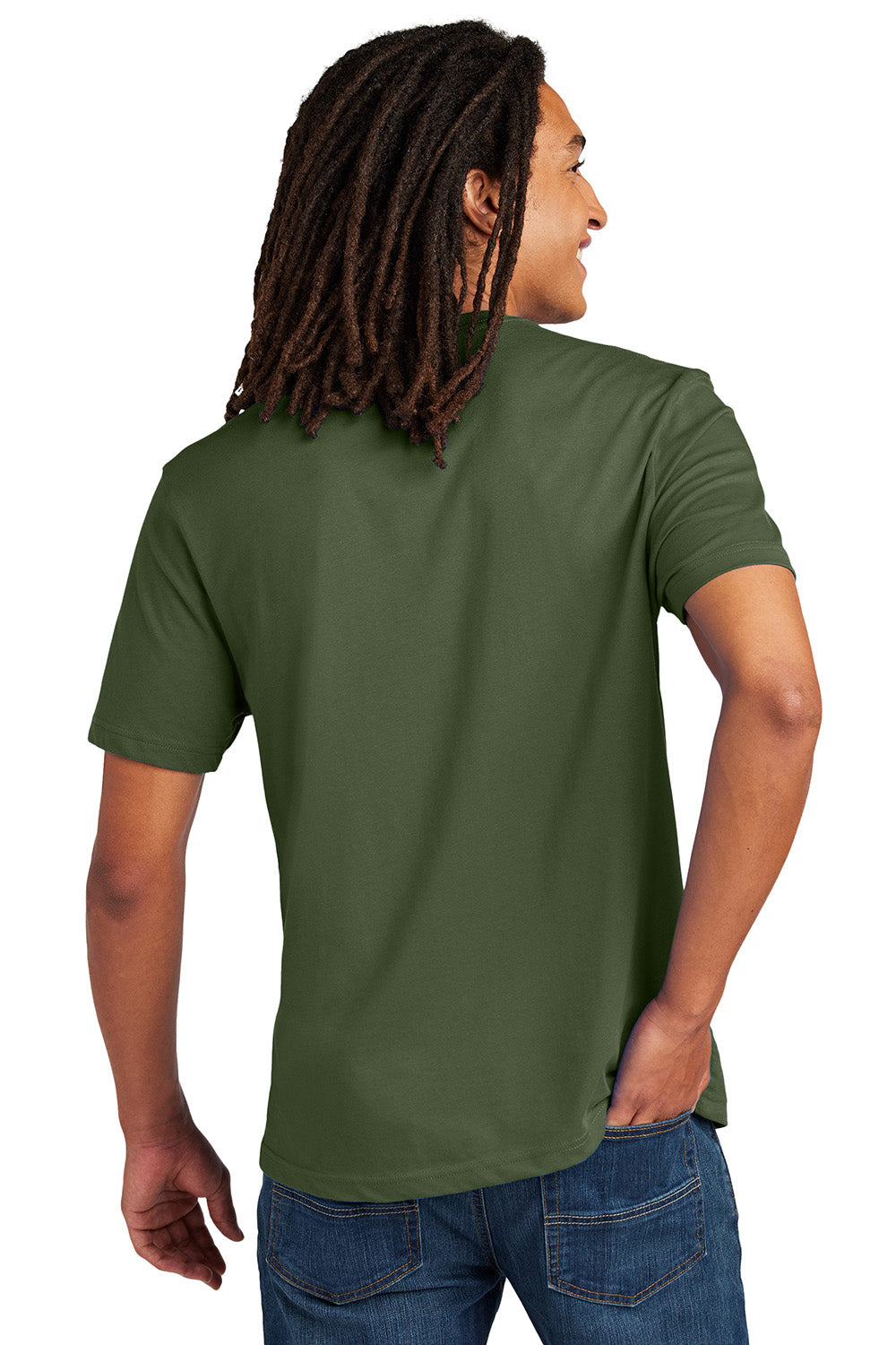 Allmade AL3000 Mens Recycled Short Sleeve Crewneck T-Shirt Olive You Green Model Back