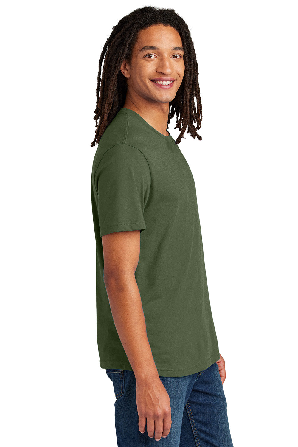 Allmade AL3000 Mens Recycled Short Sleeve Crewneck T-Shirt Olive You Green Model Side