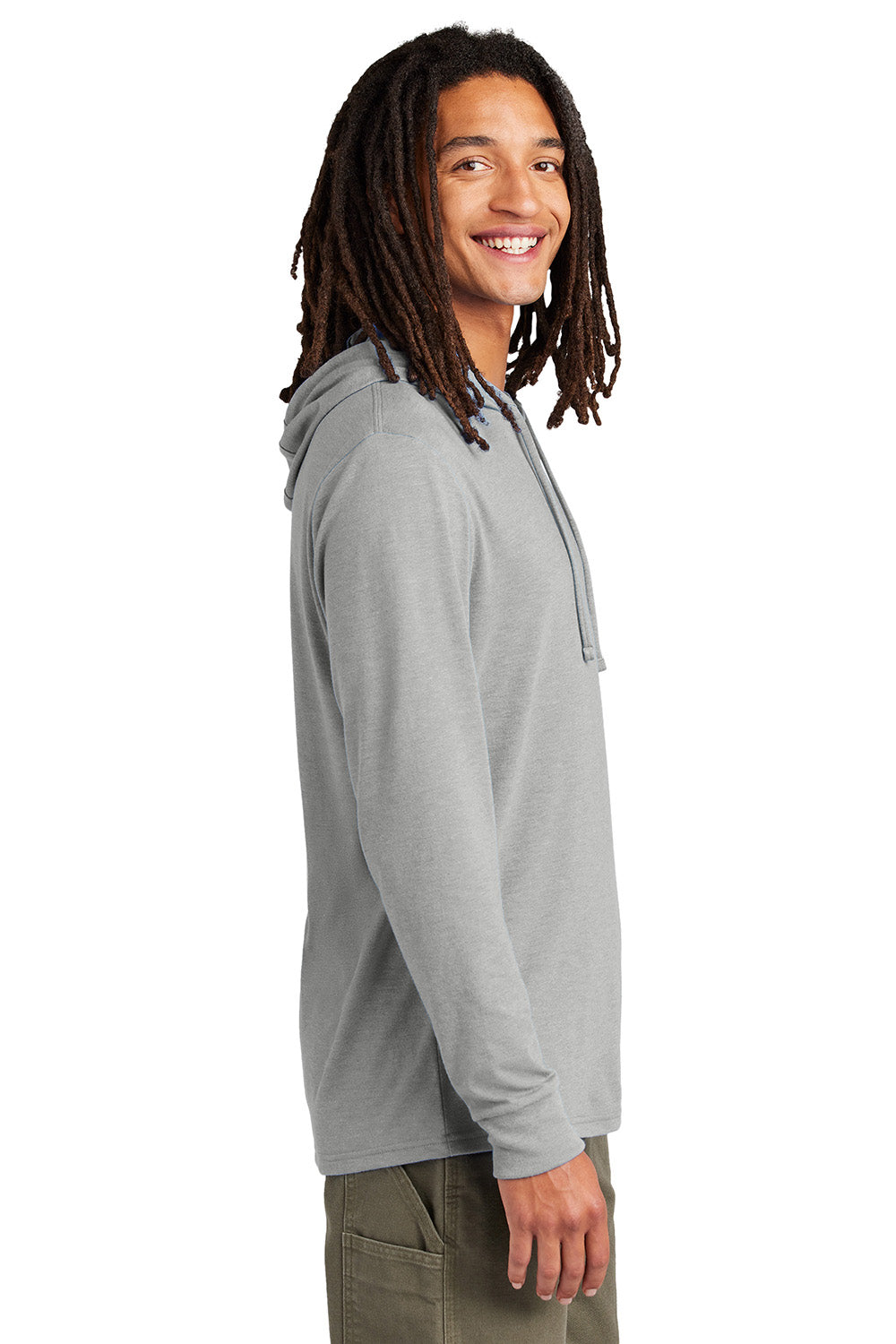 Allmade AL6003 Mens Long Sleeve Hooded T-Shirt Hoodie Aluminum Grey Model Side