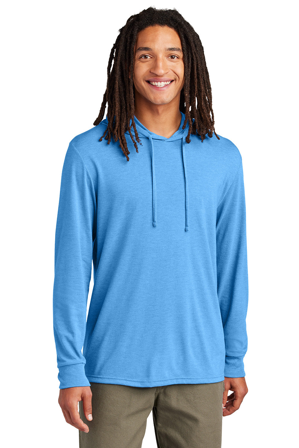 Allmade AL6003 Mens Long Sleeve Hooded T-Shirt Hoodie Azure Blue Model Front