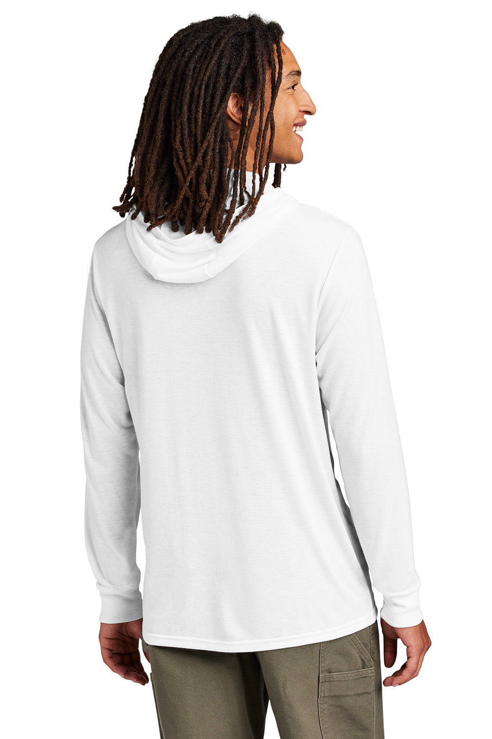 Allmade AL6003 Mens Long Sleeve Hooded T-Shirt Hoodie Bright White Model Back