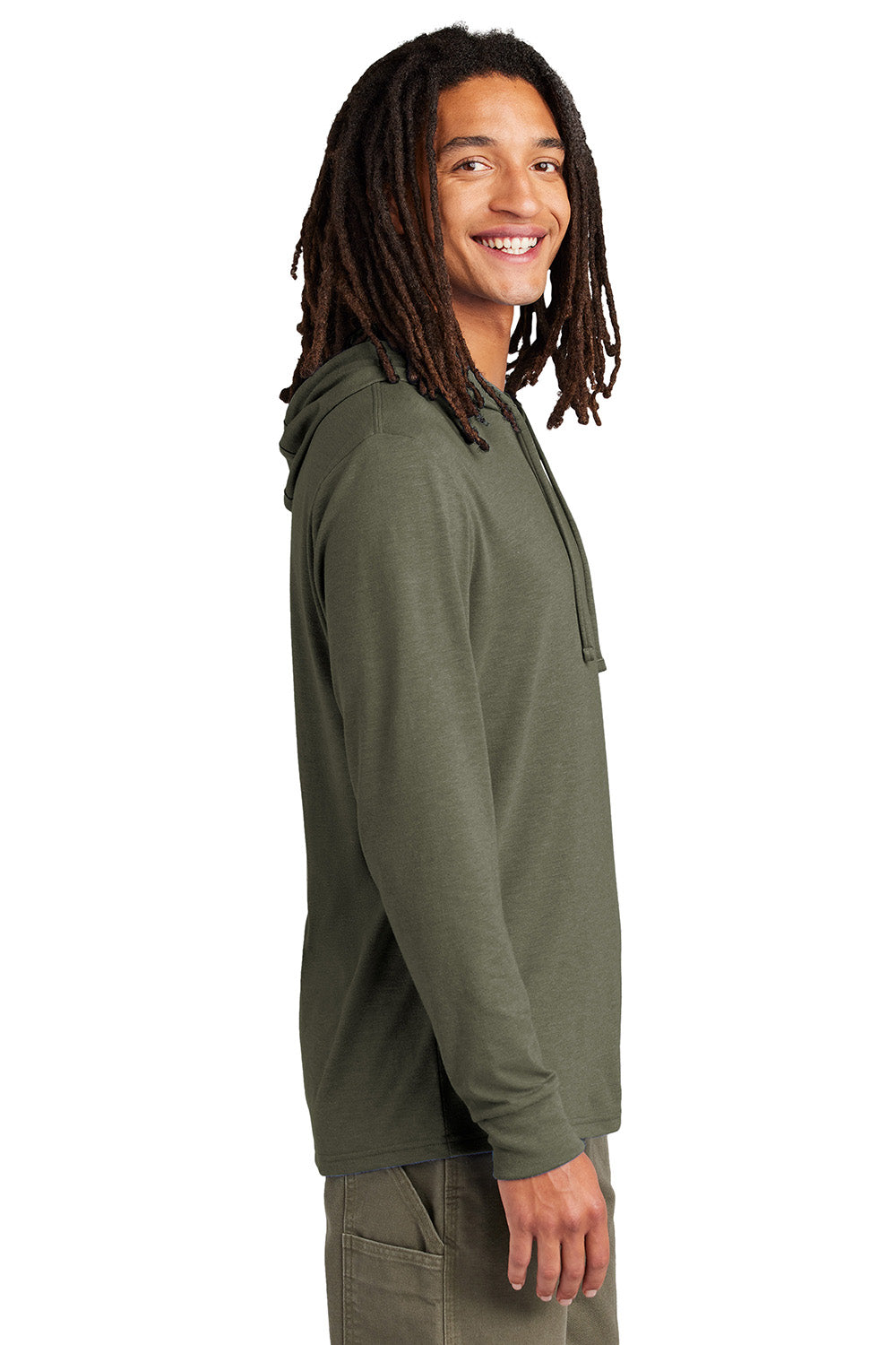 Allmade AL6003 Mens Long Sleeve Hooded T-Shirt Hoodie Olive You Green Model Side