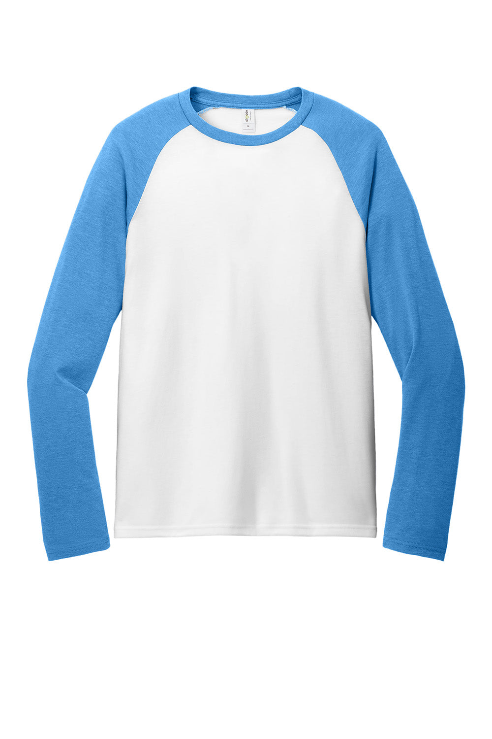 Allmade AL6009 Mens Colorblock Long Sleeve Crewneck T-Shirt Azure Blue/Bright White Flat Front