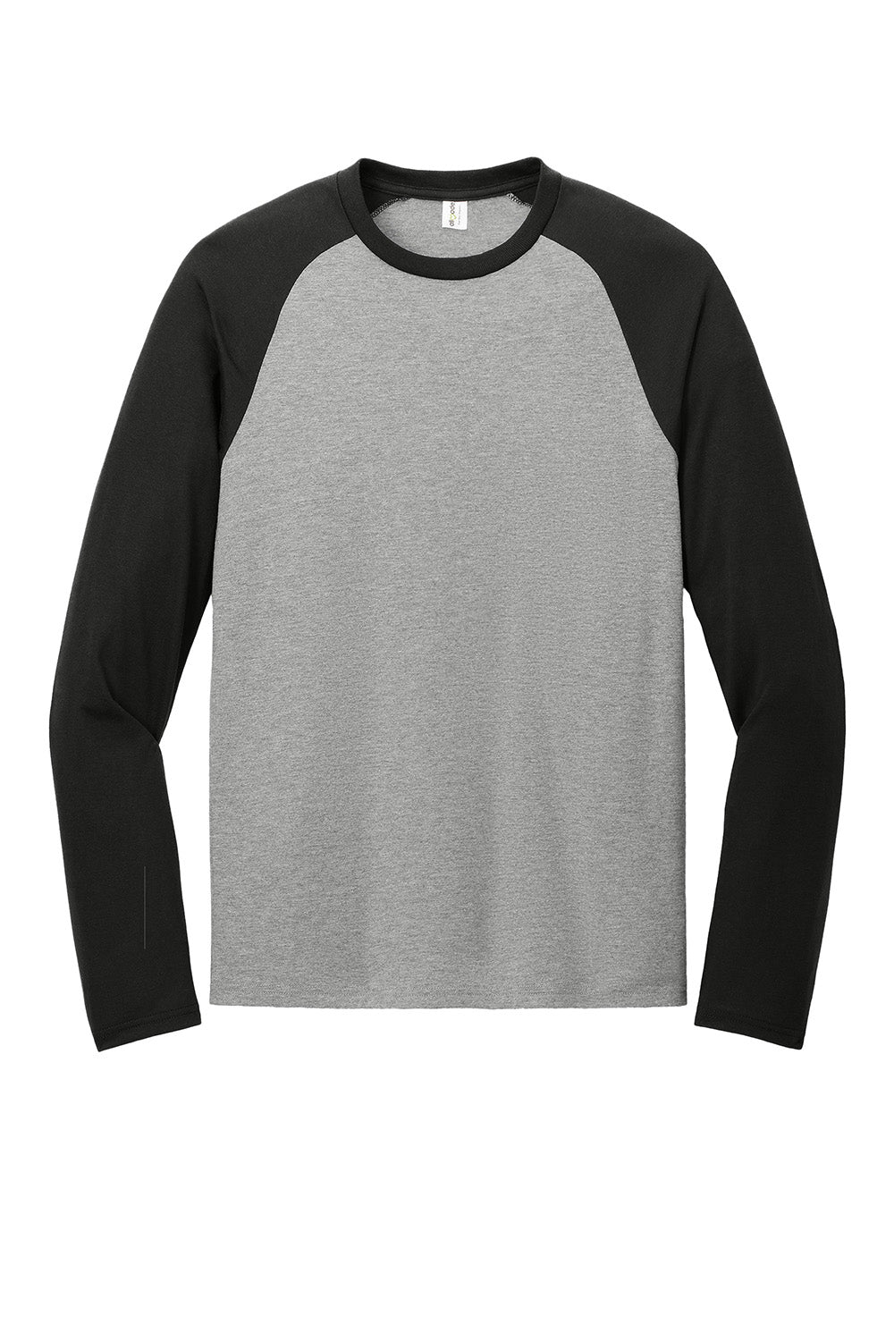 Allmade AL6009 Mens Colorblock Long Sleeve Crewneck T-Shirt Deep Black/Aluminum Grey Flat Front