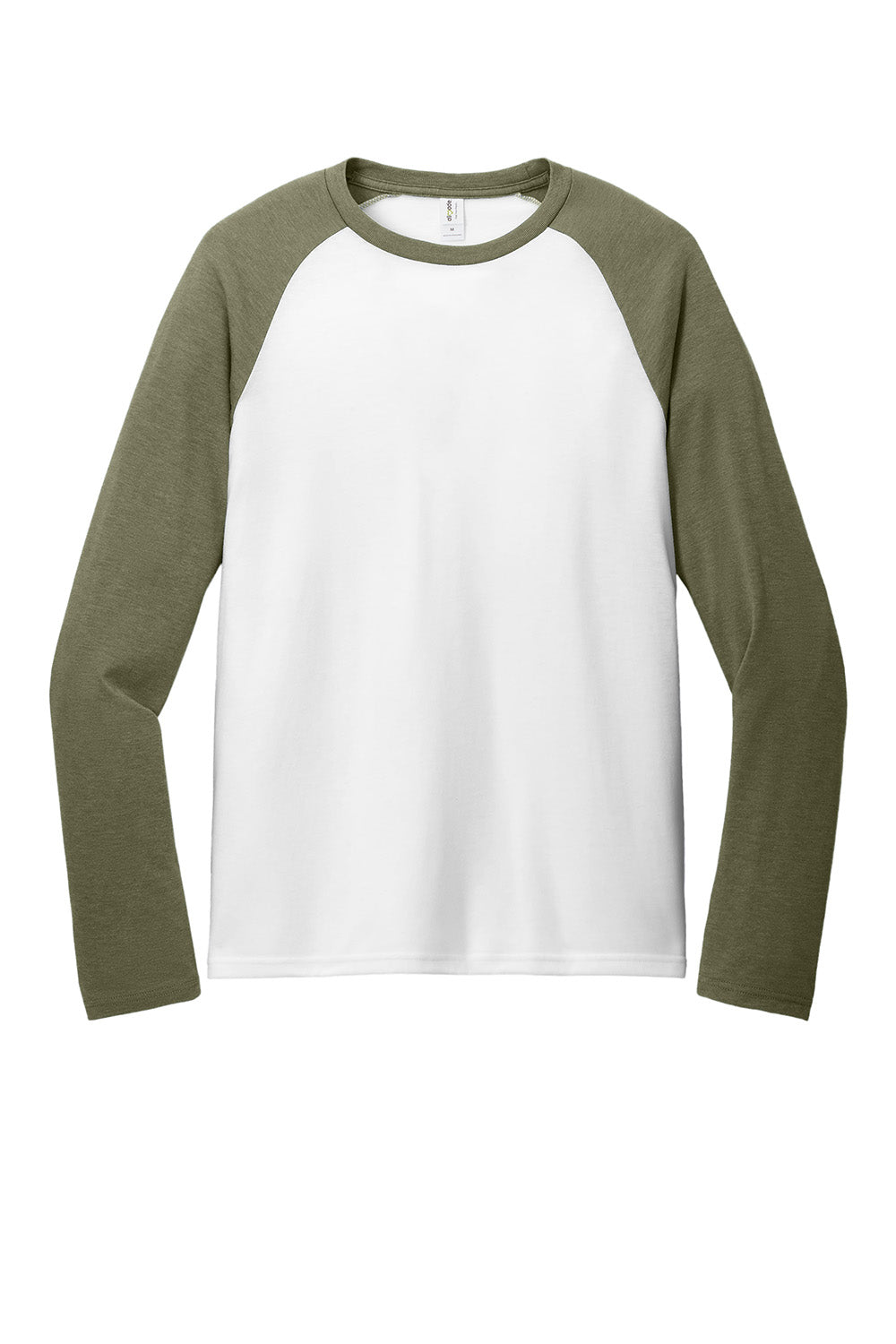 Allmade AL6009 Mens Colorblock Long Sleeve Crewneck T-Shirt Olive You Green/Bright White Flat Front