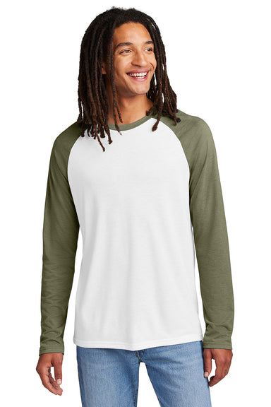 Allmade AL6009 Mens Colorblock Long Sleeve Crewneck T-Shirt Olive You Green/Bright White Model Front