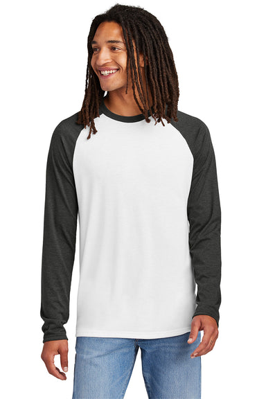 Allmade AL6009 Mens Colorblock Long Sleeve Crewneck T-Shirt Space Black/Bright White Model Front