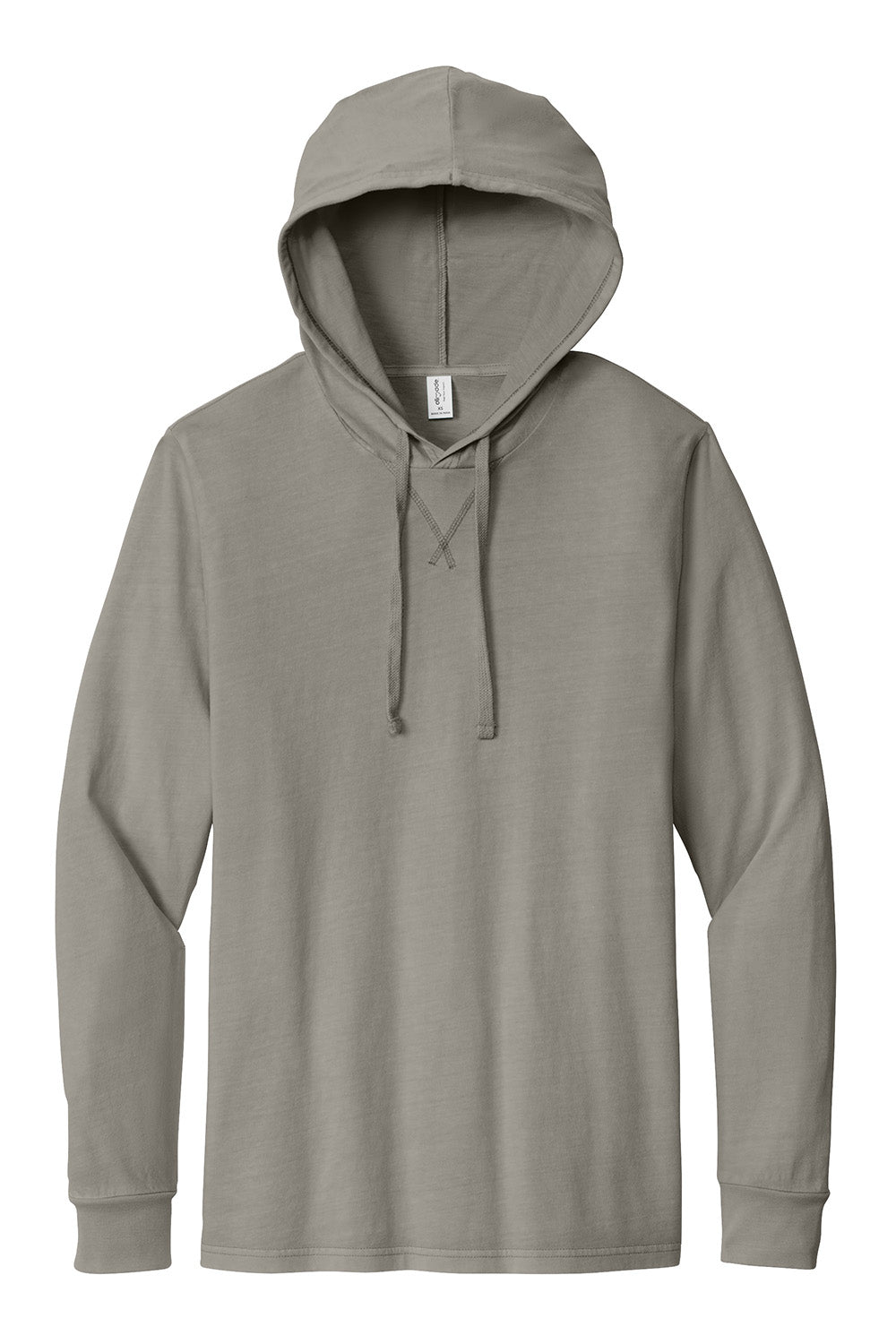 Allmade AL6305 Mens Mineral Dye Long Sleeve Hooded T-Shirt Hoodie Driftwood Grey Flat Front