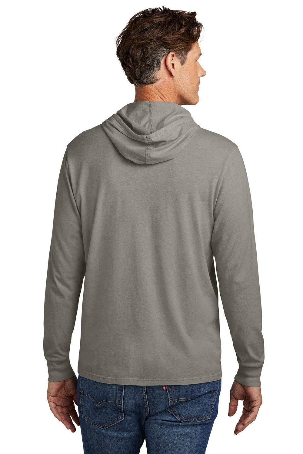 Allmade AL6305 Mens Mineral Dye Long Sleeve Hooded T-Shirt Hoodie Driftwood Grey Model Back