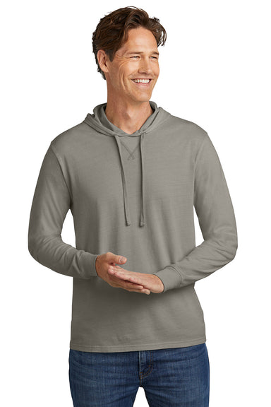 Allmade AL6305 Mens Mineral Dye Long Sleeve Hooded T-Shirt Hoodie Driftwood Grey Model Front