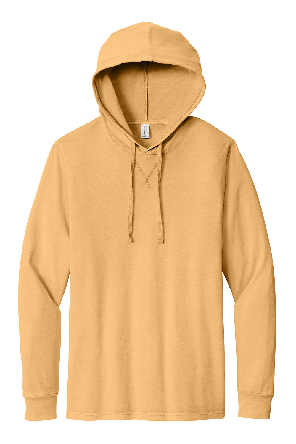 Allmade AL6305 Mens Mineral Dye Long Sleeve Hooded T-Shirt Hoodie Golden Wheat Flat Front