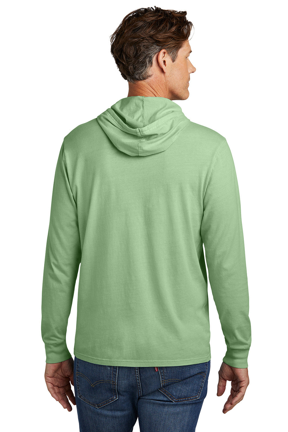 Allmade AL6305 Mens Mineral Dye Long Sleeve Hooded T-Shirt Hoodie Lichen Green Model Back