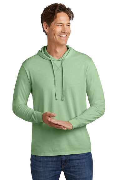 Allmade AL6305 Mens Mineral Dye Long Sleeve Hooded T-Shirt Hoodie Lichen Green Model Front