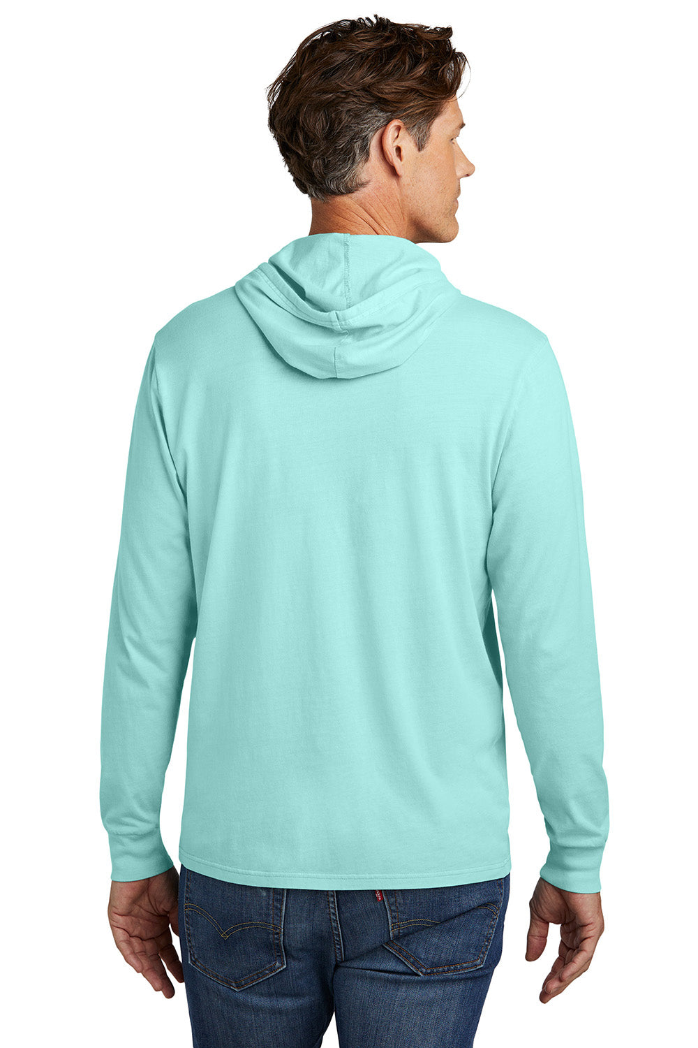 Allmade AL6305 Mens Mineral Dye Long Sleeve Hooded T-Shirt Hoodie Saltwater Blue Model Back