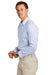 Brooks Brothers Mens Tech Stretch Long Sleeve Button Down Shirt White/Newport Blue Model Side