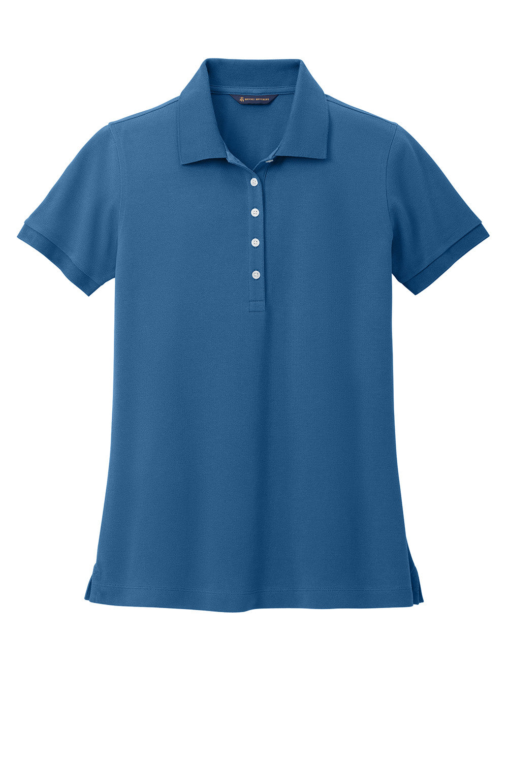 Brooks Brothers BB18201 Womens Pique Short Sleeve Polo Shirt Charter Blue Flat Front