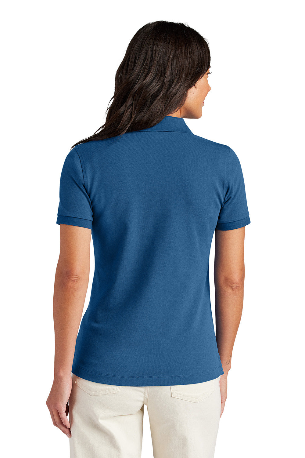 Brooks Brothers BB18201 Womens Pique Short Sleeve Polo Shirt Charter Blue Model Back