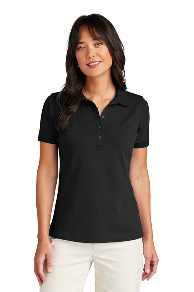 Brooks Brothers BB18201 Womens Pique Short Sleeve Polo Shirt Deep Black Model Front