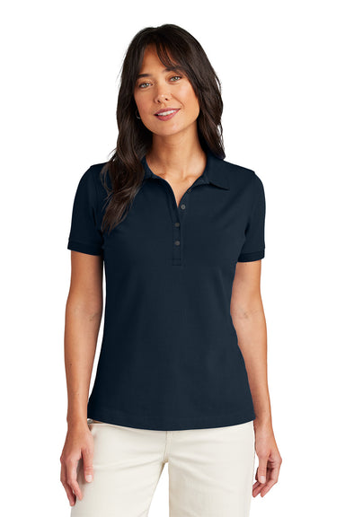 Brooks Brothers BB18201 Womens Pique Short Sleeve Polo Shirt Navy Blue Blazer Model Front