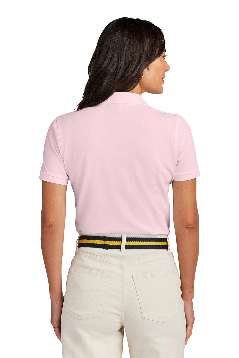 Brooks Brothers BB18201 Womens Pique Short Sleeve Polo Shirt Pearl Pink Model Back