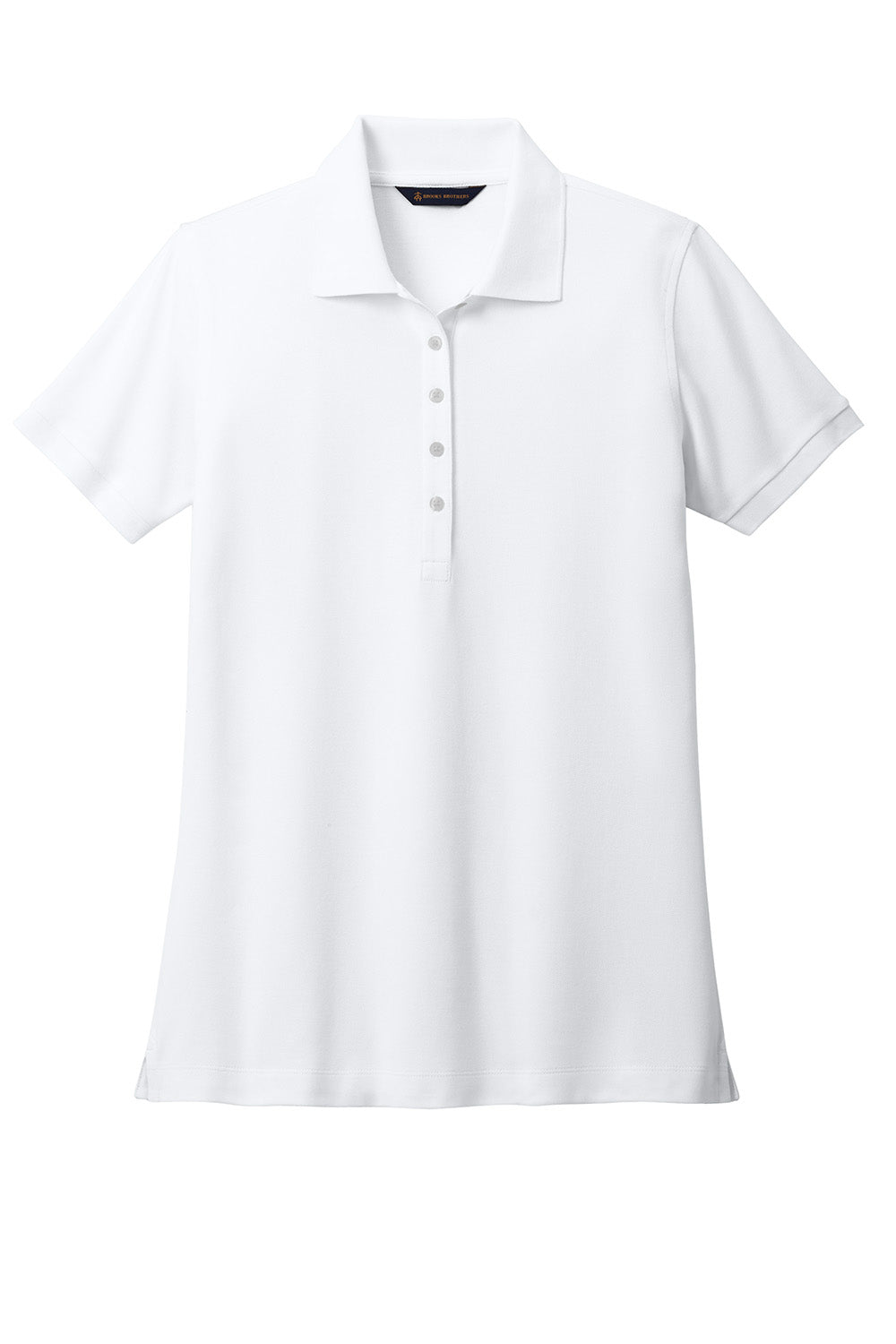 Brooks Brothers BB18201 Womens Pique Short Sleeve Polo Shirt White Flat Front