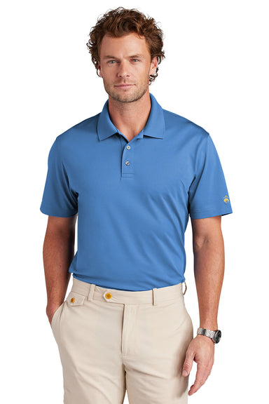 Brooks Brothers BB18220 Mens Performance Mesh Pique Short Sleeve Polo Shirt Charter Blue Model Front