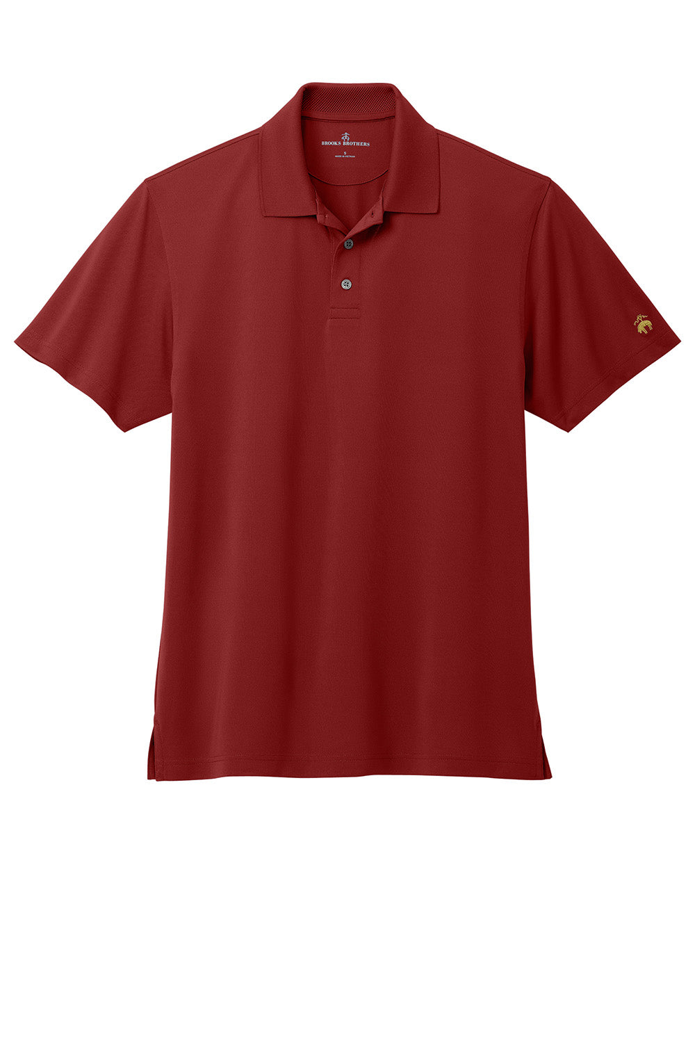 Brooks Brothers BB18220 Mens Performance Mesh Pique Short Sleeve Polo Shirt Rich Red Flat Front