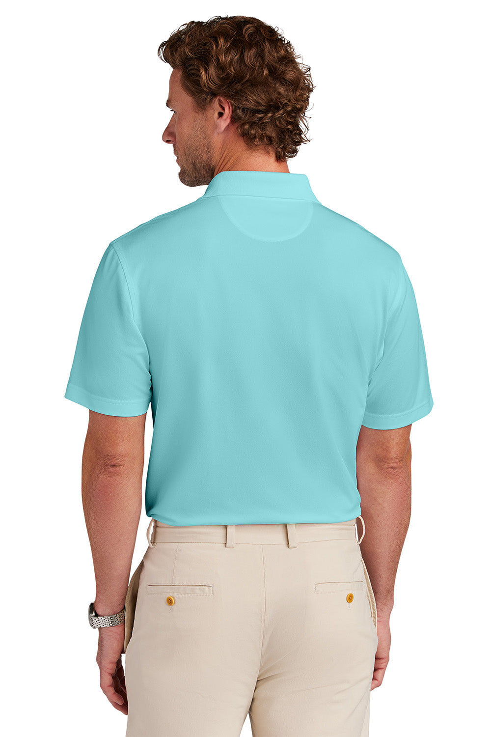 Brooks Brothers BB18220 Mens Performance Mesh Pique Short Sleeve Polo Shirt Soft Mint Model Back