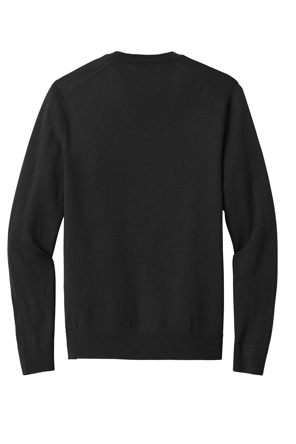 Brooks Brothers BB18410 Mens Merino Long Sleeve V-Neck Sweater Deep Black Flat Back