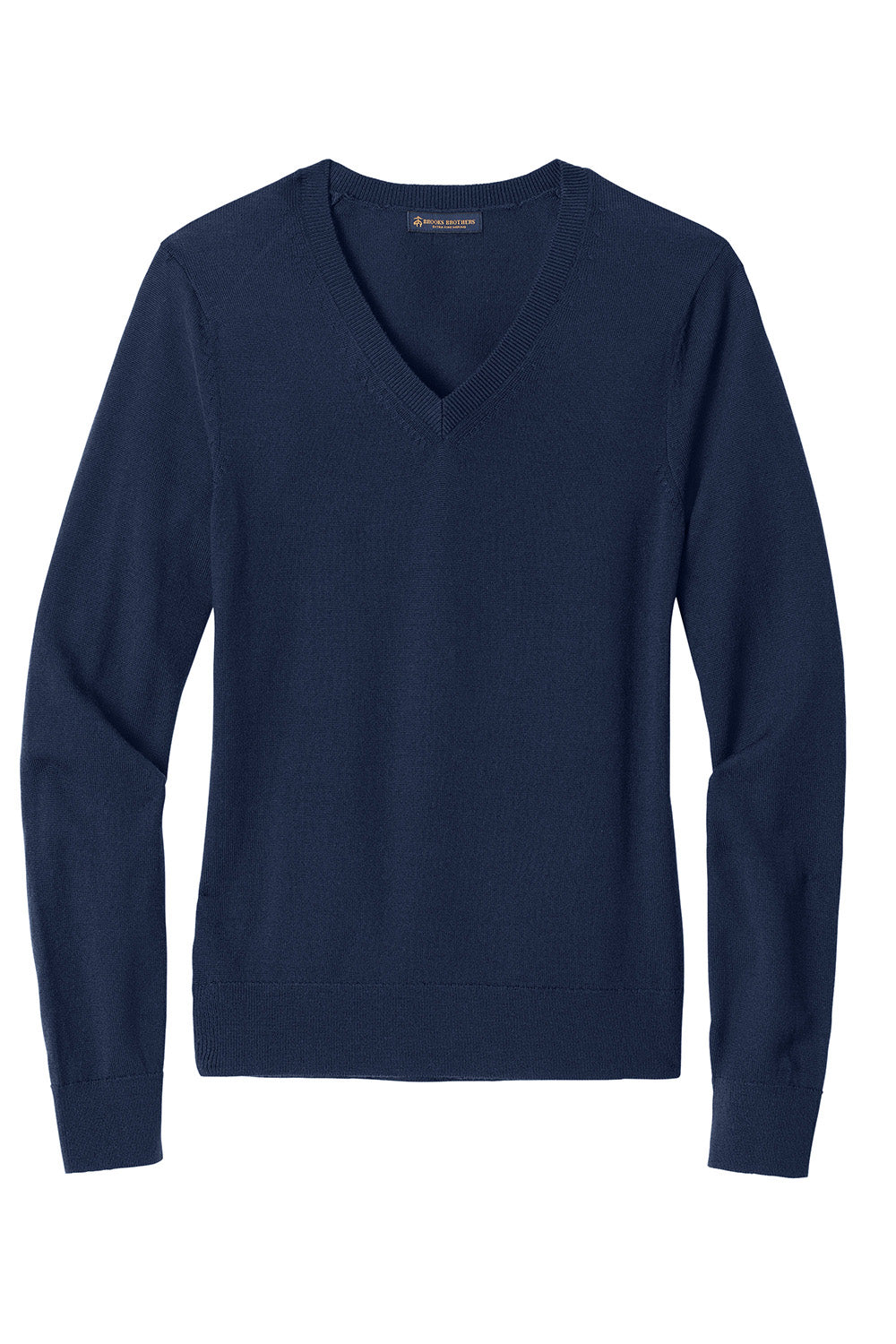 Brooks Brothers BB18411 Womens Merino Long Sleeve V-Neck Sweater Navy Blue Blazer Flat Front